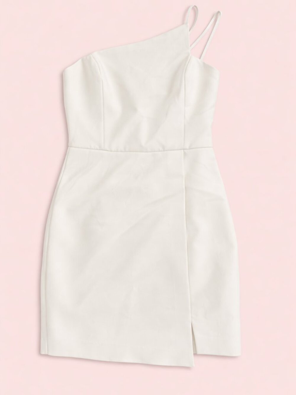 BCBGMaxAzria One-Shoulder White Mini Dress, Size 6